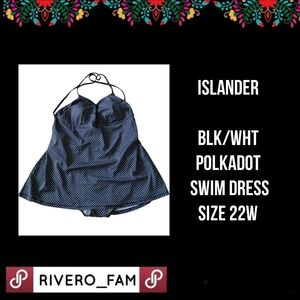 ISLANDER|  BLK/WHT POLKADOT | SWIM DRESS |SIZE 22W